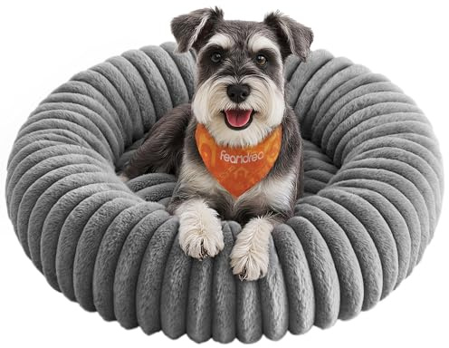 Feandrea Cama para Perros, Cama Grande para Gatos, 70 cm de Diámetro, Cama para Mascotas, Cojín Lavable, Acolchado Suave, Antideslizante, Gris Paloma, PGW303GD01