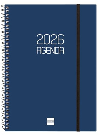 Finocam - 2026 vecka spiralplanerare horisontell layout | januari - december (12 månader) | Årlig dagbok 2026 med elastiskt band | Matt spiral polypropenskydd - blå - svenska