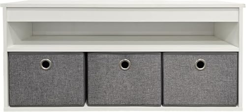 Box and beyond - Panca ingresso portaoggetti - 102 cm x 30 cm x 45 cm - 3 contenitori - con maniglia - 1 ripiano - Panca per scarpe