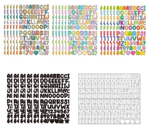 JEYORZY 30 Hojas Pegatinas de Letras Adhesivas,Pegatinas Letras,Pegatinas de Letras Adhesivas Colorido,para álbumes de Recortes,Fotos,Manualidades