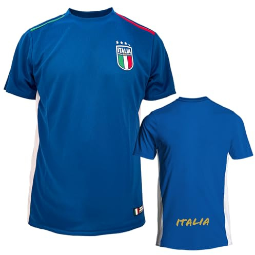ITALIA FIGC Maglia Calcio Ufficiale. Maglietta Tecnica con vestibilità Regular per Uomo, Ragazzo e Bambino. L
