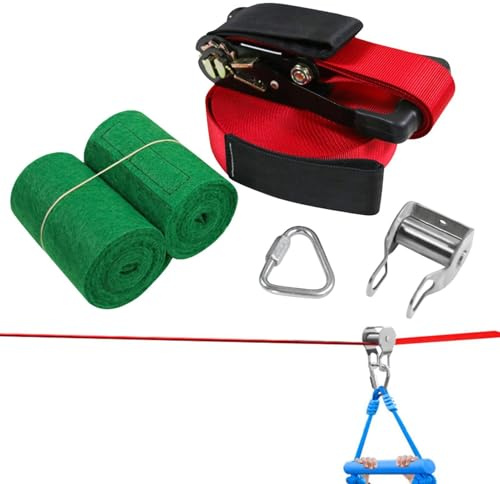 Kids Zip Line - with Tree Protector Pulley Outdoor Playset,Kids Slack Lines Outdoor Play Set | for Teens Girls Boys Yard Playground School Camping Beach Park