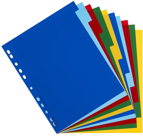 Oxford, Separadores Archivador A4, 10 Pestañas, 5 colores, Plástico de 120 micras
