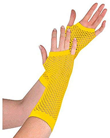 Amscan Fishnet Long Gloves, Party Accessory, Yellow