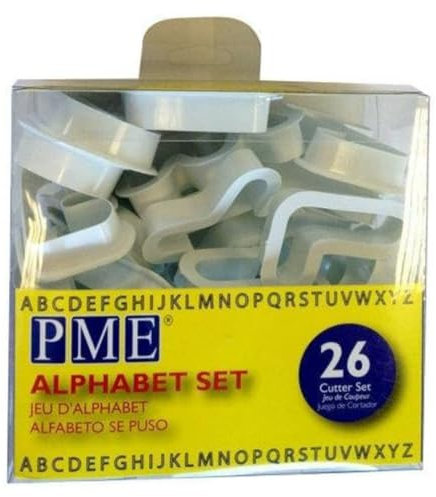 PME AN300 Jem Alphabet-Ausstecher zum dekorieren von Zuckerarbeiten und Kuchen, Sortiment, Kunststoff, Ivory, 5 x 1.3 x 5 cm, 26-teilig