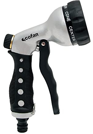 Pistola de Riego de Metal para Manguera | Con 7 Posiciones Diferentes de Pulverización | Pistola de Agua para regar plantas o céspedes