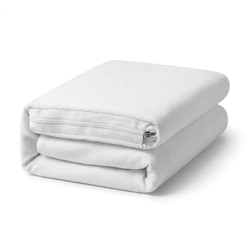 Queen Size Mattress Protector Bedbug Waterproof Zippered Cover Hypoallergenic Premium Quality Encasement White