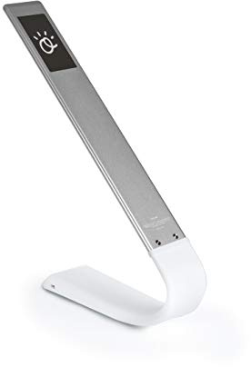 Oculamp by Ocushield Eye Safe Anti Blue Light Desk Lamp, Portable with Touchpad, Dimmable with 3X Color Settings, USB Charging with 20 Hours of Light (Silver)