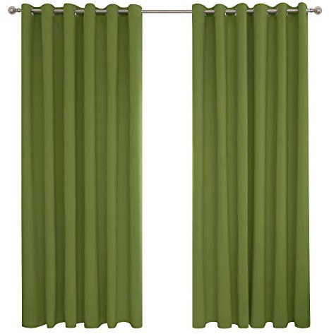 Deconovo Window Treatment Super Soft Solid Thermal Insulated Eyelet Bedroom Blackout Curtains for Kids Green 90x108 Inch 2 Panels