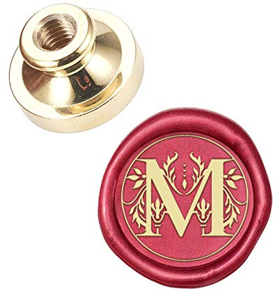 CRASPIRE Tête de Timbre de Sceau de Cire Lettre M Tête de Timbre en Laiton à Cachetage Amovible pour Enveloppes Cadeaux Créatives Invitations Cartes Décoration
