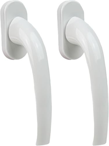 FELGNER Ensemble de 2 poignées de fenêtre Florenz | Qualité supérieure | Garniture de fenêtre | Sécurité des fenêtres avec noyau en zinc | Bouton rotatif facile à monter | Rosace ovale | blanc
