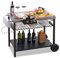 PIZZELLO Edelstahl Grilltisch Grillwagen mit 3 Etagen, Pizzaofenständer, Grilltisch für den Außenbereich, Arbeitswagen mit 4 Haken, Outdoor Servierwagen Beistelltisch, Grill Trolley 95 x 62cm