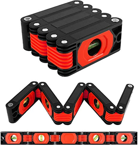 N&S Juvyig Multi-Function Foldable Level Tool - Multi-Angle Measuring Woodworking Tools - Precise Leveling in Any Position Ruler w/Magnetic (ABS)