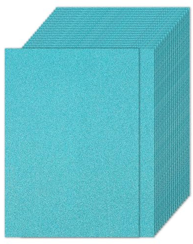 PATIKIL 40 ark himmelsblått glitterpapper, A4 250 gsm rektangel premium glittrande papper hantverk kartong för klippbok korttillverkning gör-det-själv konstprojekt bröllopsfest