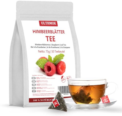 ULTHMOK Thé aux Feuilles de Framboise - Tisane d'Allaitement I Tisane Rouge 100% Naturelle, 50 Sachets de Thé