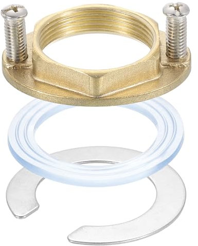 sourcing map Female Thread Hex Lock Nut g M32 x 1.5x1.5mm Brass Single Hole Faucet Lock Nuts with C-Type Gasket, Faucet Fixing Tool Set for Kitchen Bathroom Basin Sink (Oval)