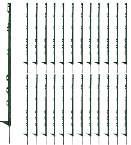 25Pcs Electric Fence Posts, 4FT/122CM Portable Garden Fence Post Temporary Electric Fences Plastic Fence Posts Ideal for Paddock Fencing Grazing Livestock Control Horse Cattle Sheep (Green)