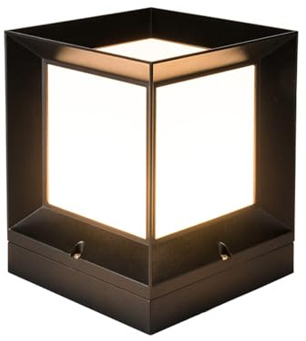 WLBHWL Luz De Columna Al Aire Libre, Luz De Pilar De Valla Negra ABS Acrílico, Accesorios De Luz De Poste Impermeables IP54, Lámpara De Columna De Paisaje E27 para Decoración De Jardín De Patio