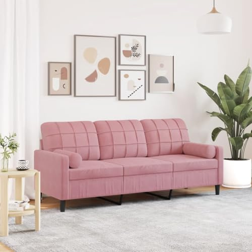 Gecheer Divano a 3 Posti, Comfortevole con Cuscini Rimovibili, 197 x 77 x 80 cm, in Velluto Poliestere e Struttura in Metallo, per Soggiorno e Salotto