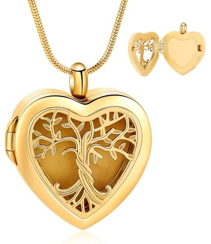 VCCWYQK Collier urne funéraire en forme de cœur pour cendres - Médaillon pour cendres - En acier inoxydable - Peut contenir des photos/cendres/cheveux, taille unique, Acier inoxydable, Pas de gemme