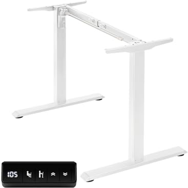 Electric Standing Desk Frame with Memory Height Settings, 225 lbs Weight Capacity, Adjustable Desk Frame for Home and Office Workstation（ White）