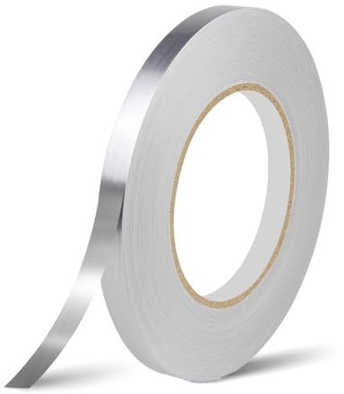 DIPZO Cinta Adhesiva de Espejo Plateado 10mm x 50 Metros, Película de Poliéster Metalizado, Tira Decorativa Impermeable para Juntas de Azulejos, Manualidades DIY, Decoración de Pared