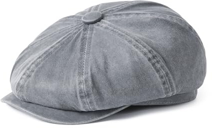 BOTVELA Men's Vintage 8-Panel Newsboy Flat Cap Baker Boy Gatsby Ivy Hat (Grey, 7 3/4)