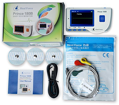 Heal Force Prince 180B Portable ECG Monitor Continuous Measuring With 3-Lead ECG Cable and Electrodes