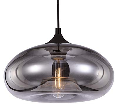 Pendelleuchte Bronks aus Mercurisiertem Glas, 40 W, grau, ø 18 x H 30 cm