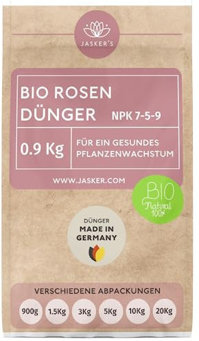 Rosendünger 0.9 Kg I 100% Langzeitwirkung für gesunde Rosen I Optimaler Rosendünger für Garten Rosen Pfingstrosen & Kletterrosen I In Deutschland Abgefüllt