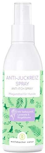 Spray Anti-démangeaisons pour Chiens - en Cas de Peau sèche avec démangeaisons et acariens - avec Huile d'arbre à thé et Lavande, 200ml