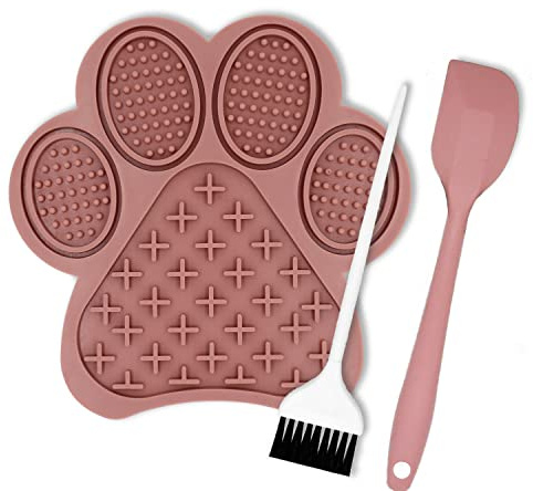Lick Mat for Dogs and Cats - Slow Feeder Licking Pad with Suction Cups, Food-Grade Silicone for Bathing, Grooming, Nail Trimming & Anxiety Relief, Non-Toxic Pet Lick Mat (Pink)