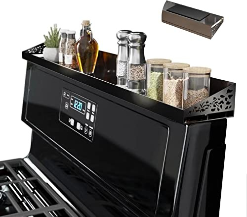 STUTOV 30 Magnetic Stove Top Shelf – Black Spice Rack and Seasoning Organizer – Magnetic Kitchen Shelf for Back of Stove – Over Stove Rack and Storage Organizer