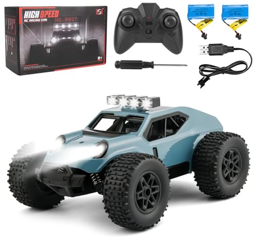 Comius Sharp Ferngesteuertes Auto, Auto Mit Fernbedienung 1/20 25km/H Monstertruck Ferngesteuert, Geländevierradantrieb Geländefahrzeug Mit Led-Lichtern, Geschenk Für Kinder Im Alter 7-14（Blau）