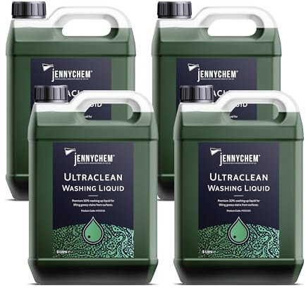 Ultraclean Washing Up Liquid 4x5L – Apple Fragrance Concentrated Dishwashing Detergent (20%) | Bulk Household & Commercial Kitchen Cleaner – Tough on Grease & Stains