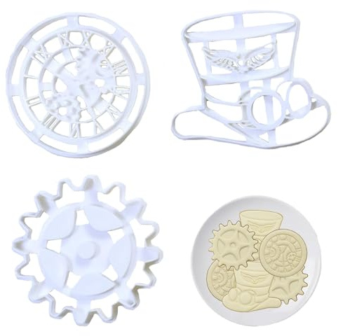 Eruceky 3 st stämplar för kakor, kakstämpel, fondant kakskärare, 3D-julkaksform, för tillverkning av kex, tårtdekoration, choklad, mögel kakor, fest, barns födelsedag (vit)