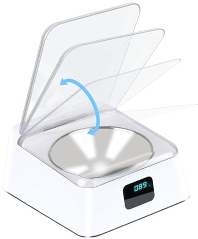Fockety Mangiatoia Automatica per Gatti, Dispenser Automatico di Cibo per Gatti con Coperchio Automatico a Rilevamento a Infrarossi e Ciotola in Acciaio Inossidabile per Cani e Gatti