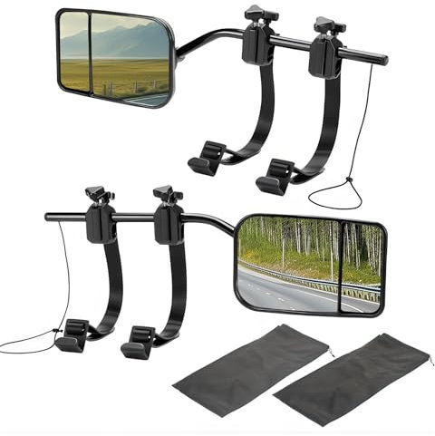 CEIEVER - Specchietto retrovisore esterno per roulotte, universale, per roulotte, caravan, auto, doppio specchio convesso, multiangolo, per tutti i tipi di veicoli