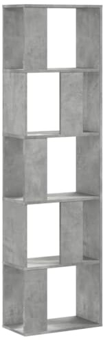 vidaXL Bibliothèque 5 Niveaux Gris béton Bois d'ingénierie, étagère, étagère à Livres, Support de Livre, Armoire de Rangement, étagère de Rangement