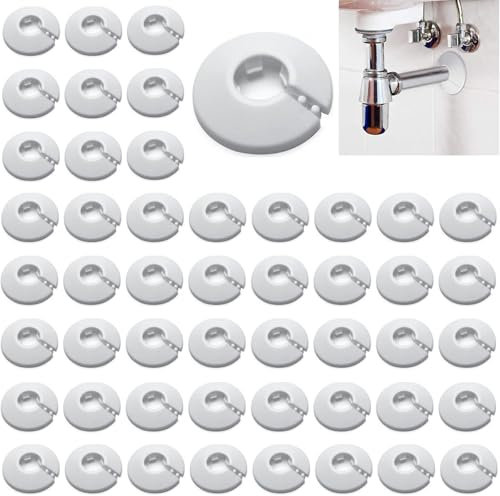 50 Pcs Radiator Pipe Collars White Plastic Pipe Cover Heating Pipe Covers White Rosette for Heating Pipes Plastic Radiator Pipe Covers Pipe Decoration Cover for 16mm Diameter Pipe