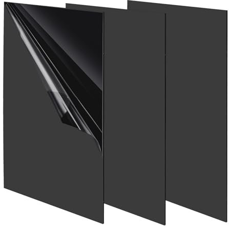 HEIYUET Lot de 3 Plaque Acrylic A4 Noires de 3 mm, Plaque Acrylique pour Exposition de Projets, Signalisation, Peinture, Affichages de Produits