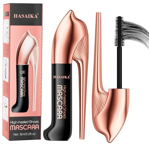 HASAIKA® Mascara Wasserfest Schwarz, Wimperntusche, lang anhaltende, wischfeste, verlängernde und kräuselnde Wimperntusche (6 ml)
