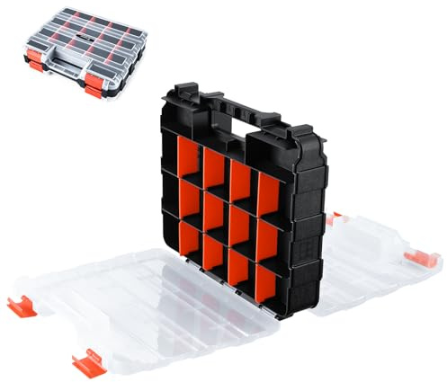 Organizador Tornillos: DEKO Caja Compartimentos con 34 Compartimentos, Caja de Almacenamiento para Tornillos, Clavos y Piezas Pequeñas