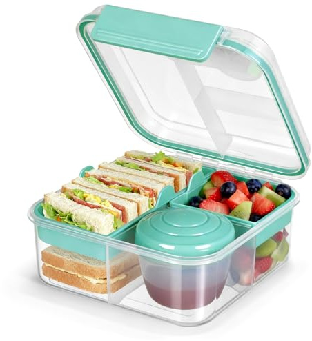 VINATO Porta Pranzo Portamerenda Bambina Scuola Lunch Box con Vasetto Portayogurt Igienico e Impermeabile per Bambini Adulti Ufficio Scuola Picnic 1250 ml Verde Chiaro
