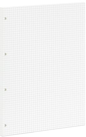 A4 Grid Refill Pages 5mm, 290x210mm, 4 Holes Punched, 100GSM, 45 Sheets | Squared Paper, Smooth Creamy Planner Pages for Maths Graphs, Study Revision, Exam Notes, School & Office Daily Use