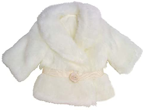 Sophia's 18 Doll Ivory Faux Fur Winter Dress Coat with Large Collar and Rose Bud Sash Closure