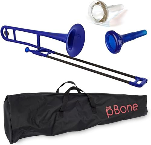 pBone PBONE1-BL Kunststoff Posaune blau mit Tasche und Mundstück