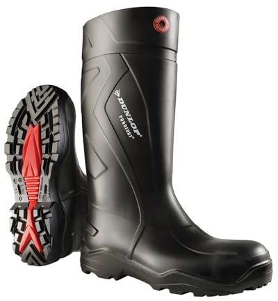 DUNLOP Purofort+ - Unisex Full Safety Waterproof Work Boots, Black, Antistatic and Slip-Resistant Wellies with Steel Toecap and Midsole for Outdoor - EU42, UK8
