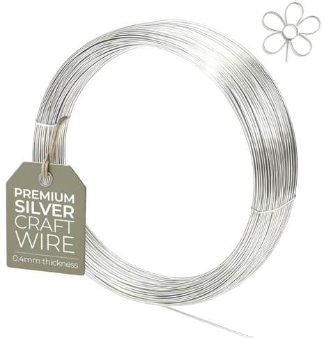 0.4mm (26 Gauge) x 20m Silver Plated Non-Tarnish Craft Wire for Jewellery, Wire Wrapping, Sculpting, Hobby Craft, Wire Modelling