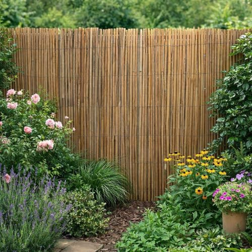 Bambusmatte - Sichtschutzzaun, Gartenzaun, Natur, Bambus, Zaun, Sichtschutz, Windschutz (1,20m x 5,00m)
